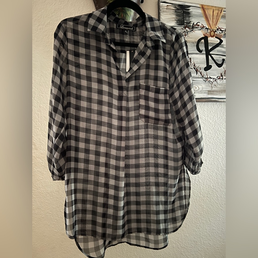 Black and Gray Checkered Blouse